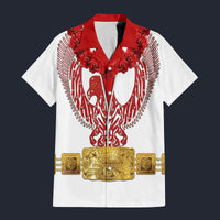 Modetrail Elvis Presley Phoenix Red Hawaiian Flower Necklace Hawaiian Shirt Costume, Elvis Presley Costume S-5XL US Size, Unisex Button Down Shirt