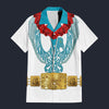 Modetrail Elvis Presley Phoenix Turquoise Hawaiian Flower Necklace Hawaiian Shirt Costume, Elvis Presley Costume S-5XL US Size, Unisex Button Down Shirt