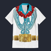 Modetrail Elvis Presley Phoenix Turquoise Hawaiian Flower Necklace Hawaiian Shirt Costume, Elvis Presley Costume S-5XL US Size, Unisex Button Down Shirt