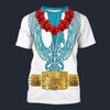 Modetrail Elvis Presley Phoenix Turquoise Hawaiian Flower Necklace T-shirt Costume, Elvis Presley Costume S-5XL US Size, Gift For Him