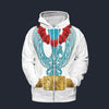 Modetrail Elvis Presley Phoenix Turquoise Hawaiian Flower Necklace Zip Hoodie Costume, Elvis Presley Costume S-5XL US Size, Gift For Him
