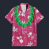 Modetrail Elvis Presley Pink Aloha Hawaiian Flower Necklace Hawaiian Shirt Costume, Elvis Presley Costume S-5XL US Size, Unisex Button Down Shirt