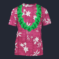 Modetrail Elvis Presley Pink Aloha Hawaiian Flower Necklace T-shirt Costume, Elvis Presley Costume S-5XL US Size, Gift For Him