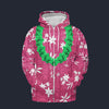 Modetrail Elvis Presley Pink Aloha Hawaiian Flower Necklace Zip Hoodie Costume, Elvis Presley Costume S-5XL US Size, Gift For Him