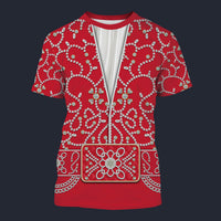 Elvis Red Swirl Tracksuit Costume Hoodie Sweatshirt T-Shirt Sweatpants, S-5XL US Size