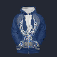 Elvis Royal Blue Phoenix Fleece Zip Hoodie Costume, S-5XL US Size, Gift For Him