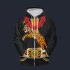 Modetrail Elvis Presley Tiger Black Hawaiian Flower Necklace Fleece Zip Hoodie Costume, Elvis Presley Costume S-5XL US Size, Gift For Him