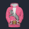 Elvis Tiger Pink Fleece Zip Hoodie Costume, S-5XL US Size, Gift For Him
