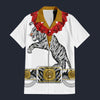Modetrail Elvis Presley Tiger White Hawaiian Flower Necklace Hawaiian Shirt Costume, Elvis Presley Costume S-5XL US Size, Unisex Button Down Shirt