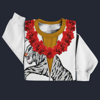 Modetrail Elvis Presley Tiger White Hawaiian Flower Necklace Sweater Costume, Elvis Presley Costume S-5XL US Size, Gift For Him