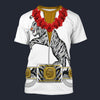 Modetrail Elvis Presley Tiger White Hawaiian Flower Necklace T-shirt Costume, Elvis Presley Costume S-5XL US Size, Gift For Him