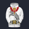 Modetrail Elvis Presley Tiger White Hawaiian Flower Necklace Zip Hoodie Costume, Elvis Presley Costume S-5XL US Size, Gift For Him