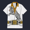 Elvis Tiger White Hawaiian Shirt Costume, S-5XL US Size, Unisex Button Down Shirt