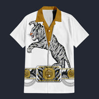 Elvis Tiger White Hawaiian Shirt Costume, S-5XL US Size, Unisex Button Down Shirt