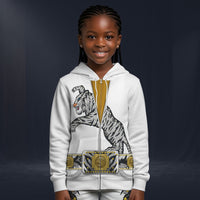 Modetrail Elvis Presley Tiger White Fleece Zip Hoodie Costume For Kid, S-5XL US Size