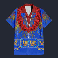 Modetrail Elvis Presleys Aloha Eagle Blue Hawaiian Flower Necklace Hawaiian Shirt Costume, Elvis Presley Costume S-5XL US Size, Unisex Button Down Shirt