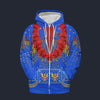 Modetrail Elvis Presleys Aloha Eagle Blue Hawaiian Flower Necklace Zip Hoodie Costume, Elvis Presley Costume S-5XL US Size, Gift For Him