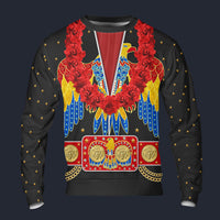 Modetrail Elvis Presley American Eagle Black Hawaiian Flower Necklace Long Sleeves Costume, Elvis Presley Costume S-5XL US Size, Gift For Him