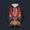 Modetrail Elvis Presley American Eagle Black Hawaiian Flower Necklace Zip Hoodie Costume, Elvis Presley Costume S-5XL US Size, Gift For Him