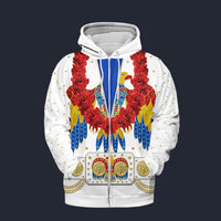 Modetrail Elvis presley American Eagle Hawaiian Flower Necklace Fleece Zip Hoodie Costume, Elvis Presley Costume S-5XL US Size, Gift For Him