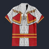 Modetrail England Charles II Hawaiian Shirt Costume, British Costume S-5XL US Size, Unisex Button Down Shirt