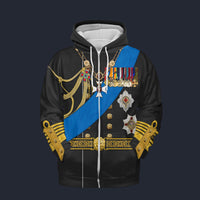 Modetrail England King George VI Fleece Zip Hoodie Costume, British Costume S-5XL US Size, Gift For Him