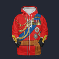 Modetrail England Prince Philip Fleece Zip Hoodie Costume, British Costume S-5XL US Size, Gift For Him