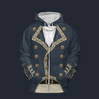 Modetrail France Gilbert du Motier de La Fayette Zip Hoodie Costume, France Costume S-5XL US Size, Gift For Him