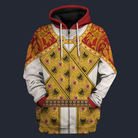 Modetrail France Imperial Dress of Holy Roman Emperor Fleece Zip Hoodie Costume, France Costume S-5XL US Size, Gift For Him