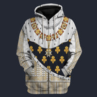 Modetrail France King Louis XIII Zip Hoodie Costume, British Costume S-5XL US Size, Gift For Him