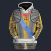 Modetrail France Louis XV in Armour Fleece Hoodie Costume, British Costume S-5XL US Size, Gift For Him