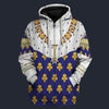 Modetrail France Louis XV in Coronation Robes Zip Hoodie Costume, British Costume S-5XL US Size, Gift For Him