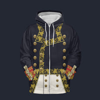 Modetrail France Napoleon in His General Zip Hoodie Costume, France Costume S-5XL US Size, Gift For Him