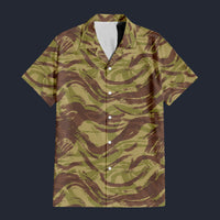 Modetrail French Lizard Airborne CAMO Set 5 Outfit Hawaiian Shirt And Shorts, Military Costume S-5XL US Size