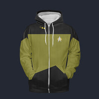 Modetrail Star Trek Geordi La Forge Fleece Zip Hoodie Costume, S-5XL US Size, Gift For Him