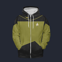 Modetrail Star Trek Geordi La Forge The Next Generation Fleece Zip Hoodie Costume, S-5XL US Size, Gift For Him