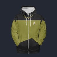 Modetrail Geordi La Forge Version 2 Fleece Zip Hoodie Costume, Star Trek Costume S-5XL US Size, Gift For Him