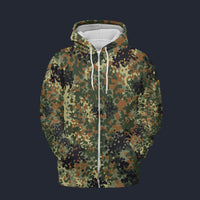 Modetrail German Flecktarn Camo Zip Hoodie Costume, Military Costume S-5XL US Size, Gift For Him