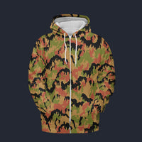 Modetrail German Leibermuster Autumn Camo Fleece Zip Hoodie Costume, Military Costume S-5XL US Size, Gift For Him