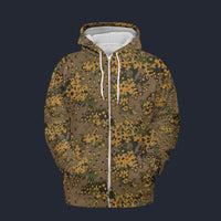Modetrail German Oak Leaf Eichenlaubmuster Autumn Camo Zip Hoodie Costume, Military Costume S-5XL US Size, Gift For Him
