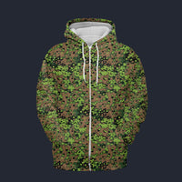 Modetrail German Oak Leaf Eichenlaubmuster Spring Camo Zip Hoodie Costume, Military Costume S-5XL US Size, Gift For Him