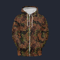 Modetrail German Pea Dot Erbsenmuster Camo Fleece Zip Hoodie Costume, Military Costume S-5XL US Size, Gift For Him