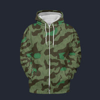 Modetrail German Splittermuster 41 Luftwaffen Camo Zip Hoodie Costume, Military Costume S-5XL US Size, Gift For Him