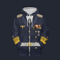 Modetrail Germany Erich Raeder WWII Kriegsmarine Version 2 Fleece Zip Hoodie Costume, Germany Costume S-5XL US Size, Gift For Him