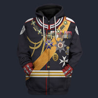 Modetrail Germany Kaiser Wilhelm II Gala Uniform Fleece Zip Hoodie Costume, Germany Costume S-5XL US Size, Gift For Him