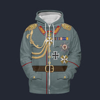 Modetrail Germany Kaiser Wilhelm II Version 2 Fleece Zip Hoodie Costume, Germany Costume S-5XL US Size, Gift For Him