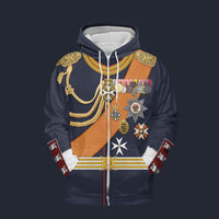 Modetrail Germany Kaiser Wilhelm II Version 3 Fleece Zip Hoodie Costume, Germany Costume S-5XL US Size, Gift For Him