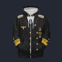 Modetrail Germany Theodor Krancke WWII Kriegsmarine Fleece Zip Hoodie Costume, Germany Costume S-5XL US Size, Gift For Him