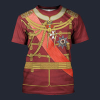 Modetrail Germany WWI Kaiser Wilhelm II of Prussia as Red T-shirt Costume, Germany Costume S-5XL US Size, Gift For Him