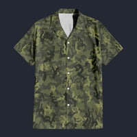 Modetrail Green Camouflage Hawaiian Shirt Costume, Military Costume S-5XL US Size, Unisex Button Down Shirt